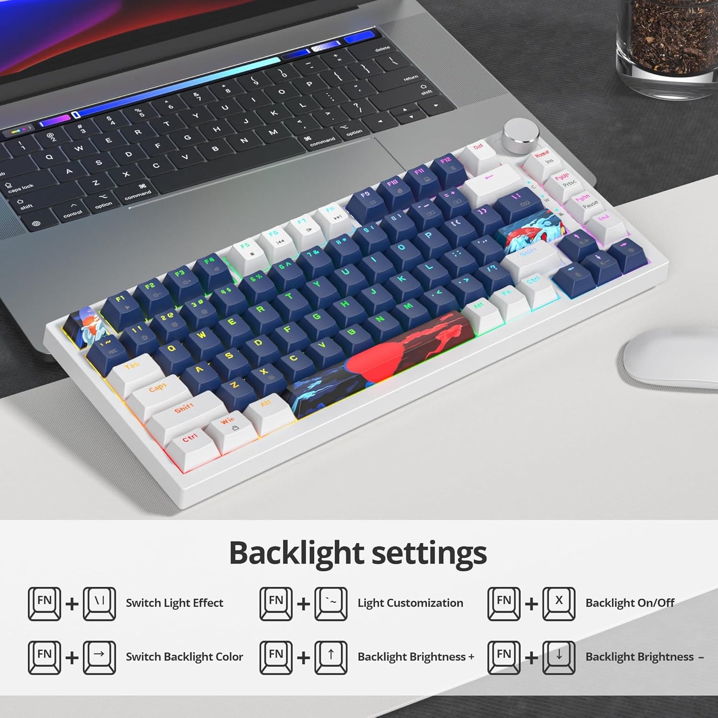 75 Percent Keyboard Gasket-Mounted with Sound Absorbing Pads, 82-Key Compact Wired RGB Mechanical Gaming Keyboard Hot-Swap Socket for Win, Monster-B