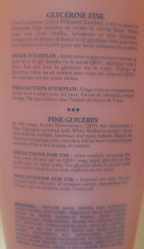 Qei+ Paris Active EFFICACITE EXTREME GLYCERINE FINE STRONG TONING FINE AND PURE GLYCERIN 500ml (500)