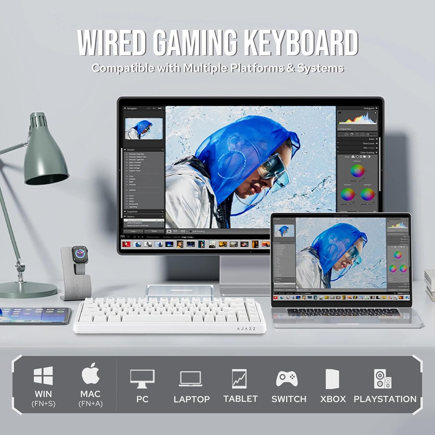 AK680 MAX Wired Gaming Keyboard with Hall Effect Switch, Rapid Trigger Magnetic Keyboard with 8K Polling Rate, Top Structure, RGB Backlight (White)