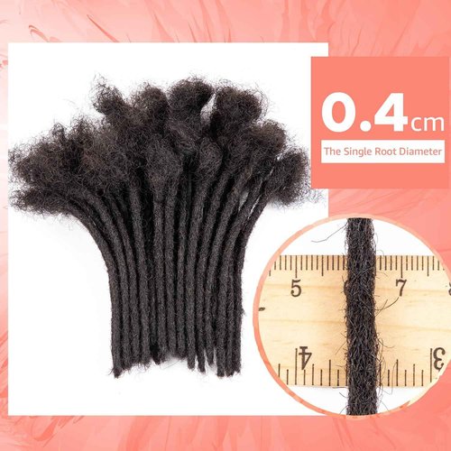 Teresa 0.4cm & 0.8cm Width 100% Human Hair Dreadlock Extensions for Men/Women/Kids, Full Hand-made Locs Extensions Human Hair (6 Inch/70 Strands,Natural Black)