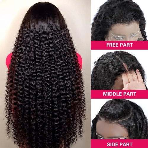ZKSK 22 Inch Deep Wave Lace Front Wigs Human Hair 13x6 HD Lace Frontal Wigs Human Hair Pre Plucked Natural Color Glueless Wig 180% Density Deep Curly Wigs for Black Women