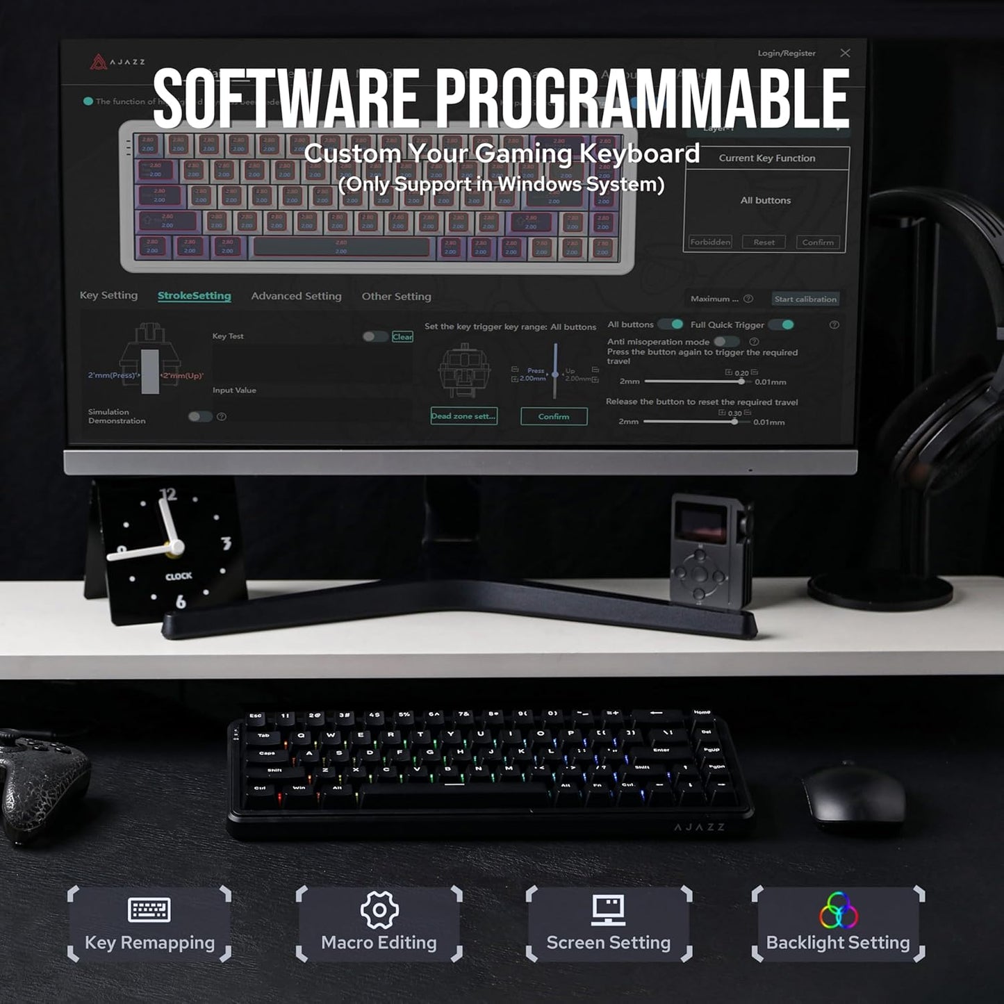 AK680 MAX Wired Gaming Keyboard with Hall Effect Switch, Rapid Trigger Magnetic Keyboard with 8K Polling Rate, Top Structure, RGB Backlight (White)