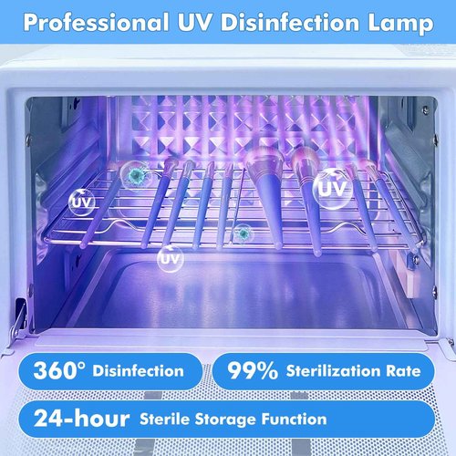 Anatole UV Light Nail Tool Cleaning Machine Dryer 10L Multifunctional Cleaner Box 160W Professional Manicure Tool Cleaning Cabinet with Stainless Steel Tray Rack for Beauty Salon Spa Barber Home 110V