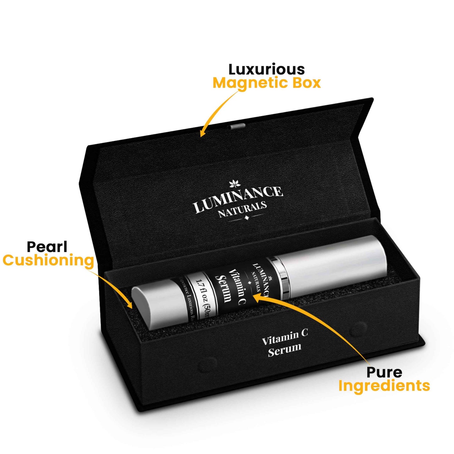 LUMINANCE NATURALS Vitamin C Serum for Mature Skin with Hyaluronic Acid, and Aloe Vera - Hydrating, Lifting, Face Wrinkle & Age Spot Reduction, Anti-Aging Skincare, (1.7 fl oz)