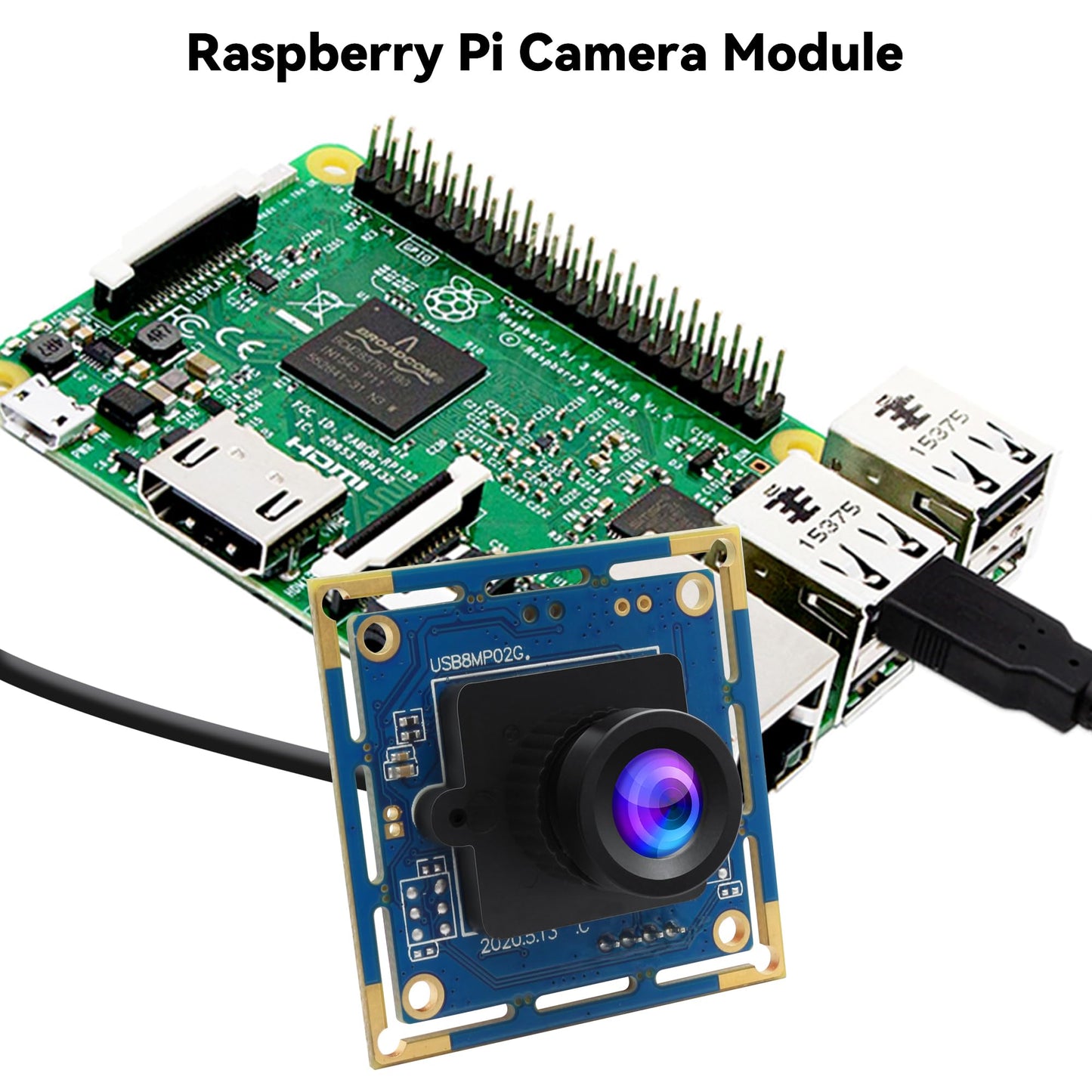 8MP USB Camera Module IMX179 3264x2448P HD Small UVC Webcam with M12 3.6mm Lens - Manual Focus Plug & Play for Lightburn 3D Printer Raspberry Pi PC Mac Linux - Industrial/Machine Vision