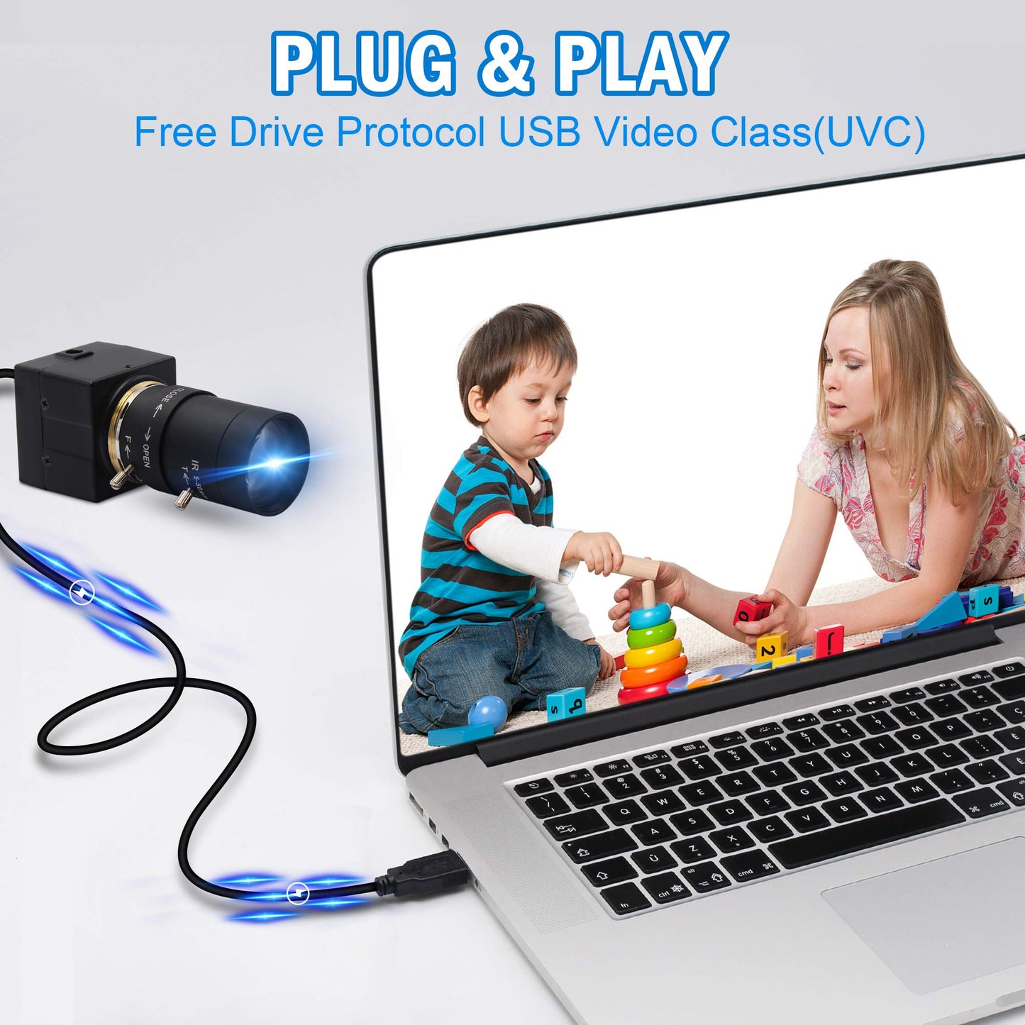 ALPCAM 1080P USB Camera with 5-50mm 10X Manual Zoom Lens, H.264 Full HD Webcam 0.01Lux Low Light Camera for Industrial Inspection, Plug & Play for Windows/Linux/Raspberry Pi/Mac