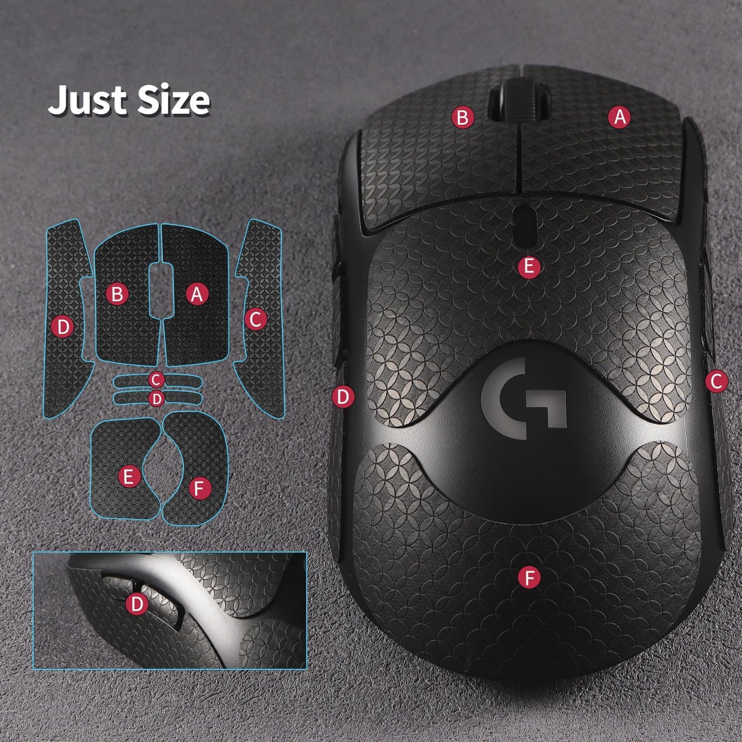 Anti-Slip Mouse Grip Tape for Logitech G Pro Wireless Mouse Skin Sweat-Resistant G Pro Mice Sticker Decal(White)