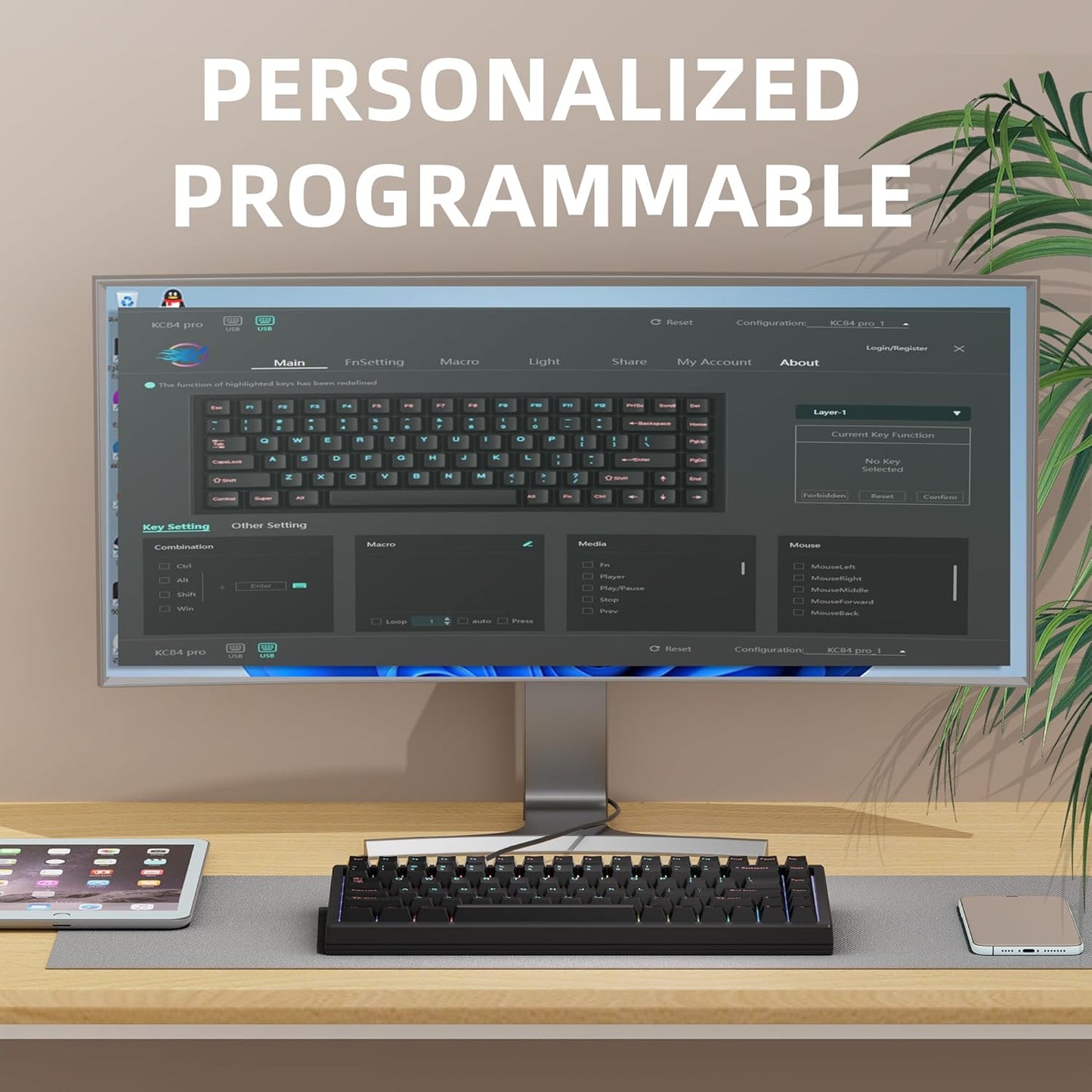 75% Wireless Gaming Keyboard RGB Triple Mode Hot Swappable Mechanical Keyboards PBT Keys Gasket Creamy Custom Keybad Quiet White Switch for Win/MAC