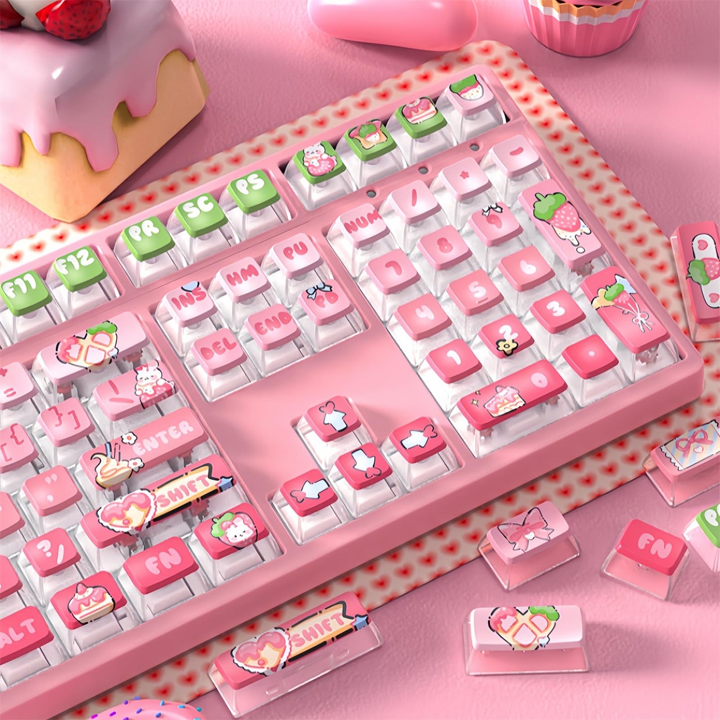 ZMX Pudding Keycaps Set,Double Shot PBT Dye-Sub Custom Keycaps ASA Profile 116 Keys Cute Themed Transparent Backlit Keycaps for ANSI 100% 60% TKL Cherry MX Switch Mechanical Gaming Keyboard (04)