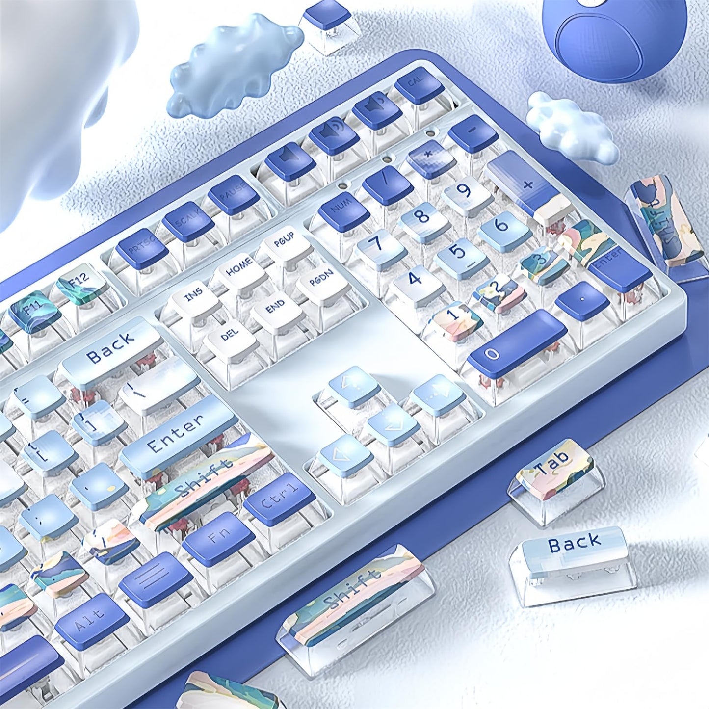 ZMX Pudding Keycaps Set,Double Shot PBT Dye-Sub Custom Keycaps ASA Profile 116 Keys Cute Themed Transparent Backlit Keycaps for ANSI 100% 60% TKL Cherry MX Switch Mechanical Gaming Keyboard (08)