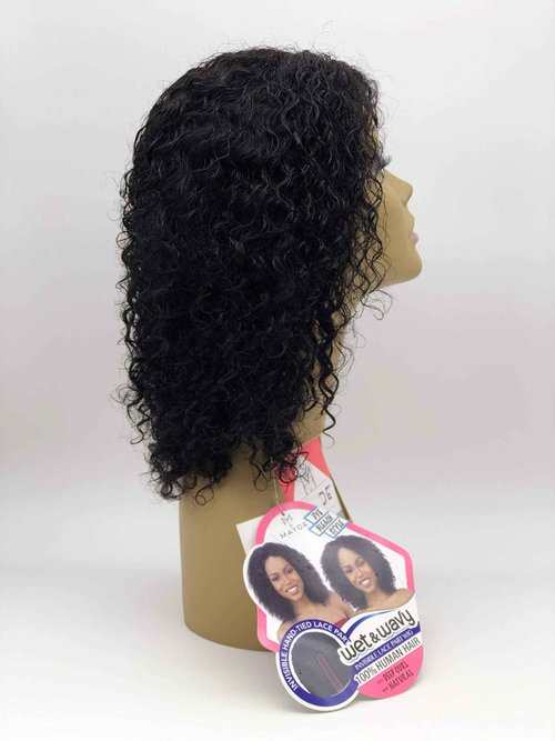 Mayde Beauty Human Hair Invisible Hand-Tied Lace Part Wig Wet N Wavy Deep Curl (NATURAL)
