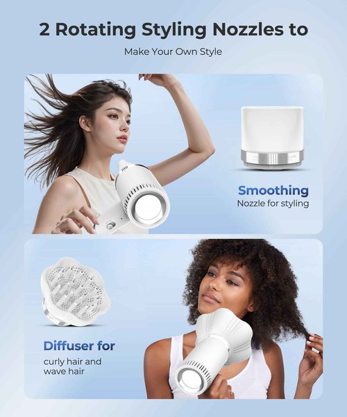 Hair Dryer, 100,000 RPM High-Speed Blow Dryers for Women & Men, Hair Dryers with Diffuser & Nozzle, Portable for Travel Home Use, Quiet & Fast-Drying, 500 Million Negative Ions, Heat-Control