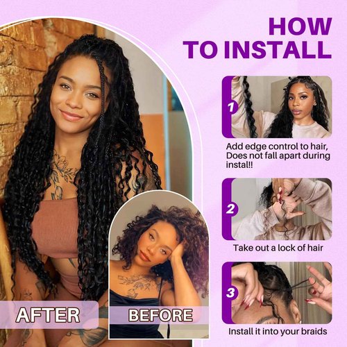 Human Braiding Hair for Boho Braids, Deep Wave Bulk Boho Braids Human Hair for Knotless Curly Bohemian Water Wave Braiding 110g 24 Inch Chocolate Brown (3 No Weft Bundles/Pack)