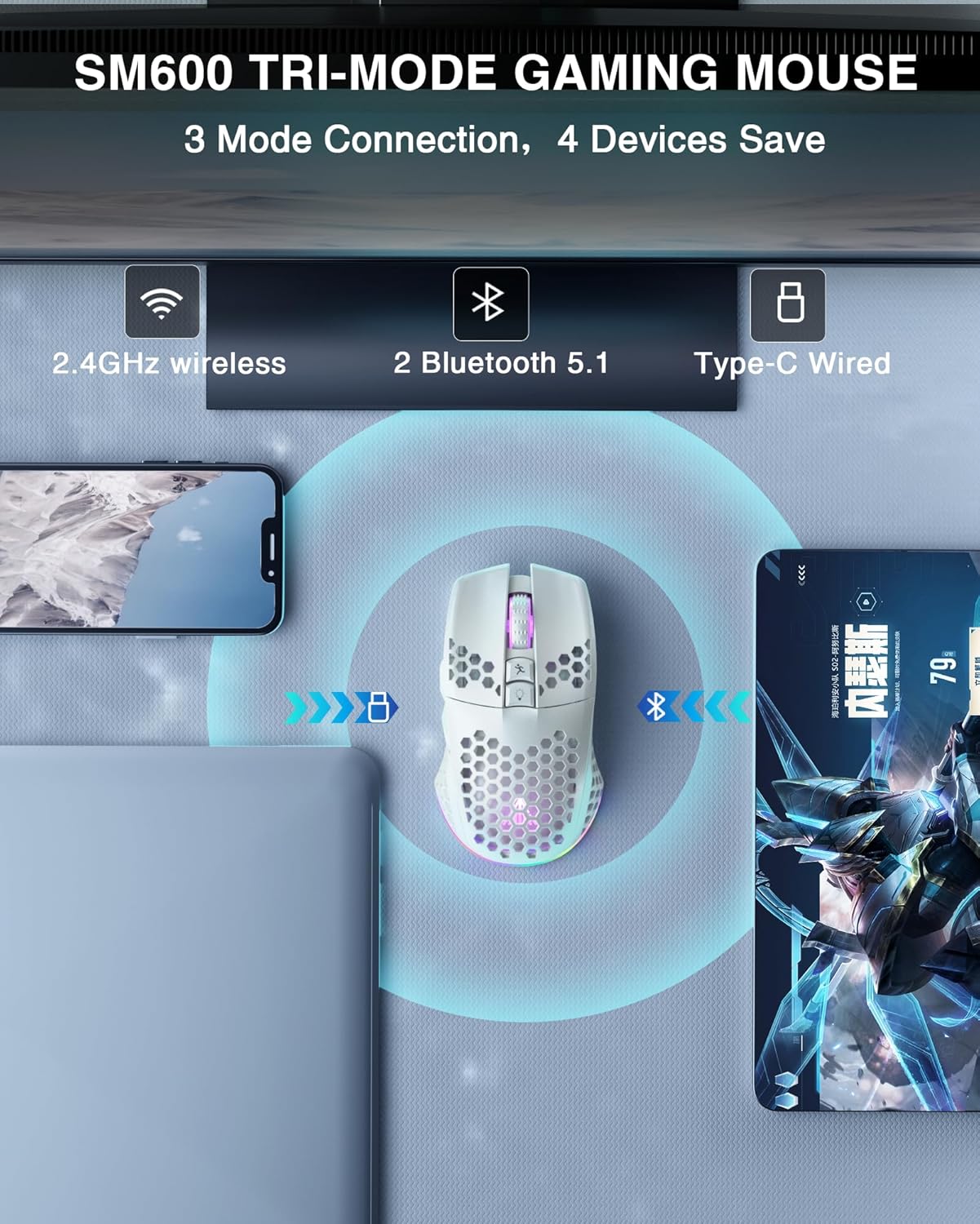 60 Percent Keyboard and tri Mode Wireless Gaming Mouse