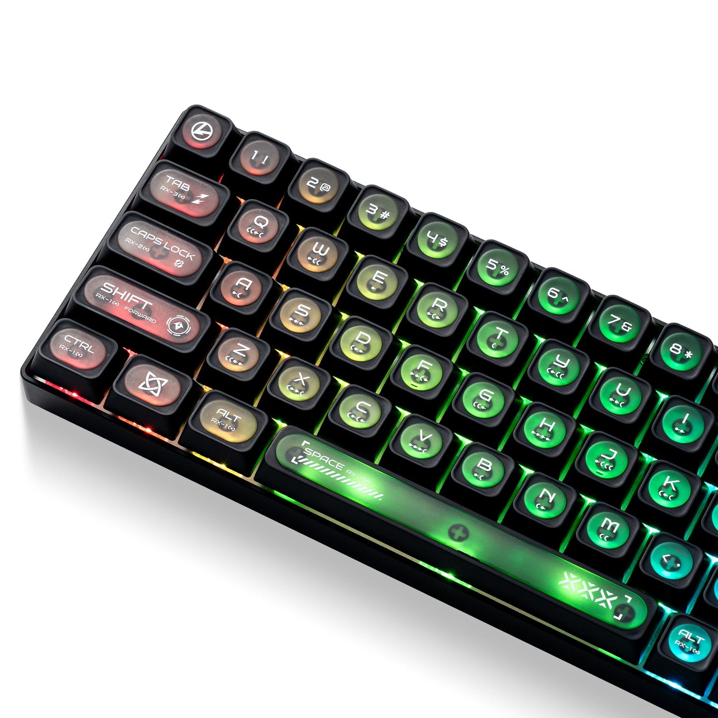 XVX Black Shine Through Keycaps for Mechanical Keyboards - 136 Keys Black Translucent Cat Eye Design,Cherry MAX Profile, PC+PBT Frosted RGB Keycaps