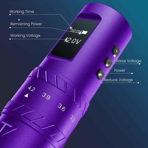 Tattoo Gun Wireless tattoo machine, 2400mAh Rotary Tattoo Machine with 7 stroke length Options, Pro Tattoo Guns with Motor Power reliable for all kinds of needles, ink (One Battery)