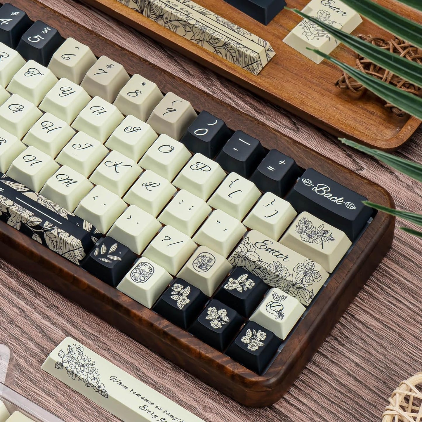 145 Keys PBT Keycap Cherry Profile, Light Blue White Black Bow Aesthetic Dye Sublimation Gaming Custom Keycaps for ANSI/ISO Layout Mechanical Keyboards