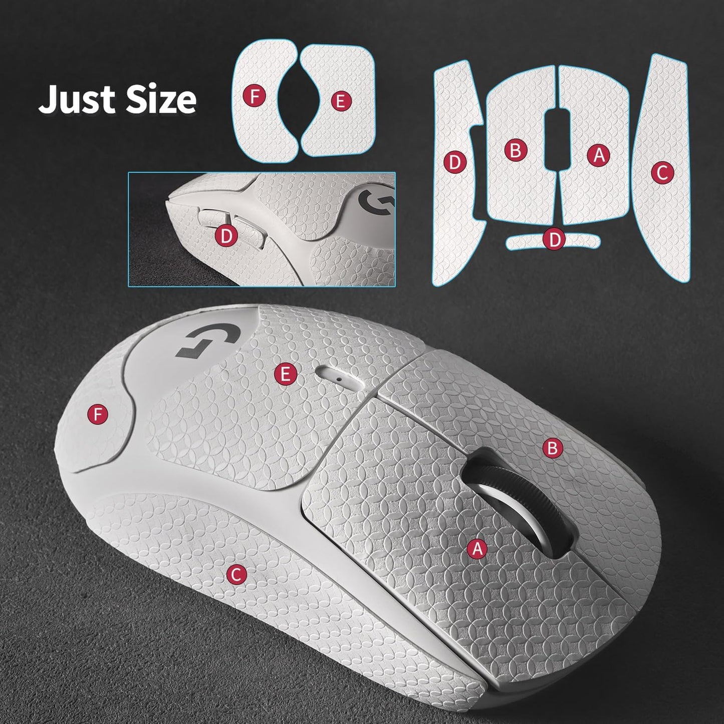 Anti-Slip Mouse Grip Tape for Logitech G Pro Wireless Mouse Skin Sweat-Resistant G Pro Mice Sticker Decal(White)