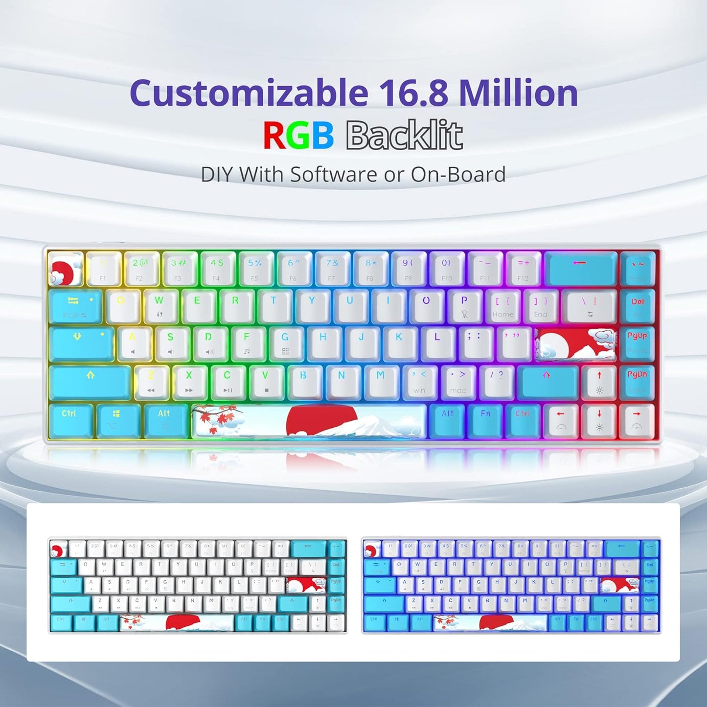 60 Percent Gaming Keyboard Mechanical with Linear Red Switch, 65% Wired Ultra-Compact Mini Keyboard Rainbow with PBT Keycaps for Ps4/Ps5/Xbox(68 Green)