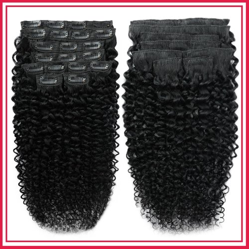 24 Inch 3C 4A Curly Clip In Hair Extensions Real Human Hair 110g 8pcs Kinky Curly Clip Ins Full Head for Black Women 100% Brazilian Remy Human Hair Extensions Natural Color with 20 Clips
