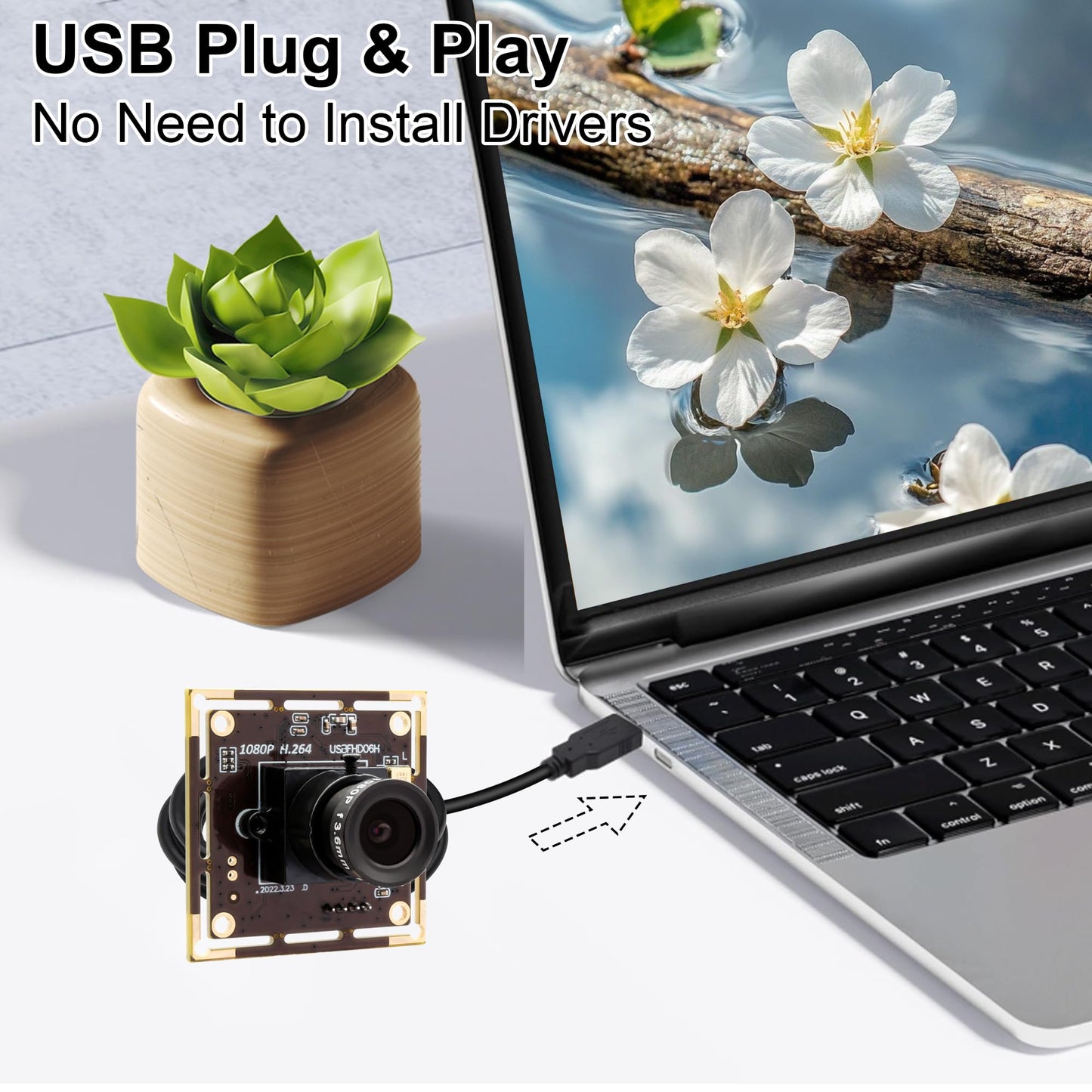 ALPCAM 1080P USB Camera Module for Raspberry Pi, 2MP 30FPS CMOS IMX323 Low Light Webcam with 3.6mm Lens, Industrial Lightburn Camera Board for Windows Linux Mac OS
