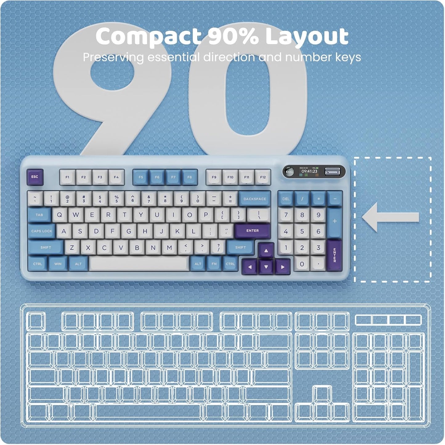 Z98 Creamy Keyboard, 94 Keys Wireless Mechanical Keyboard with Smart Display & Knob, Tri-Mode Connection