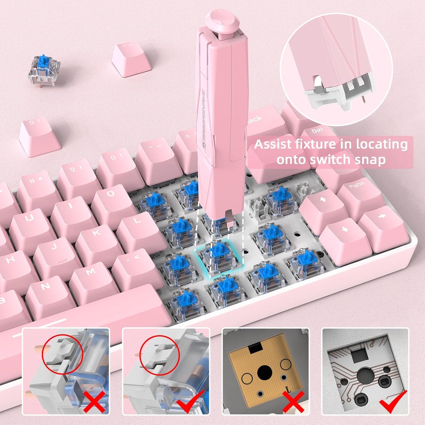 2-in-1 Keycap Switch Puller, 304 Stainless Steel Key Removal Tool for Hot Swappable Mechanical Keyboard and DIY Custom Gaming Keyboard - Blue