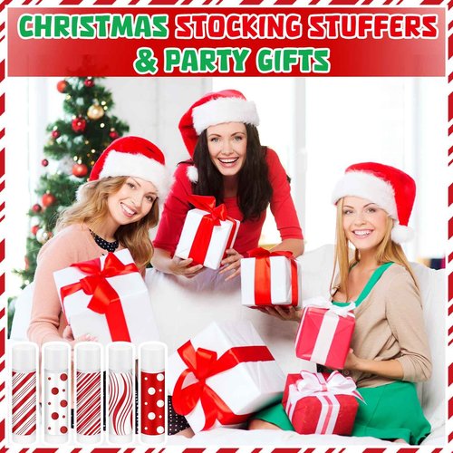 Siifert 150 Pcs Christmas Candy Flavor Lip Balms Bulk Holiday Peppermint Candy Flavor Lip Balms Christmas Party Gifts Stocking Stuffers Bulk Thank You Gifts for Employee Staff Coworkers Teacher