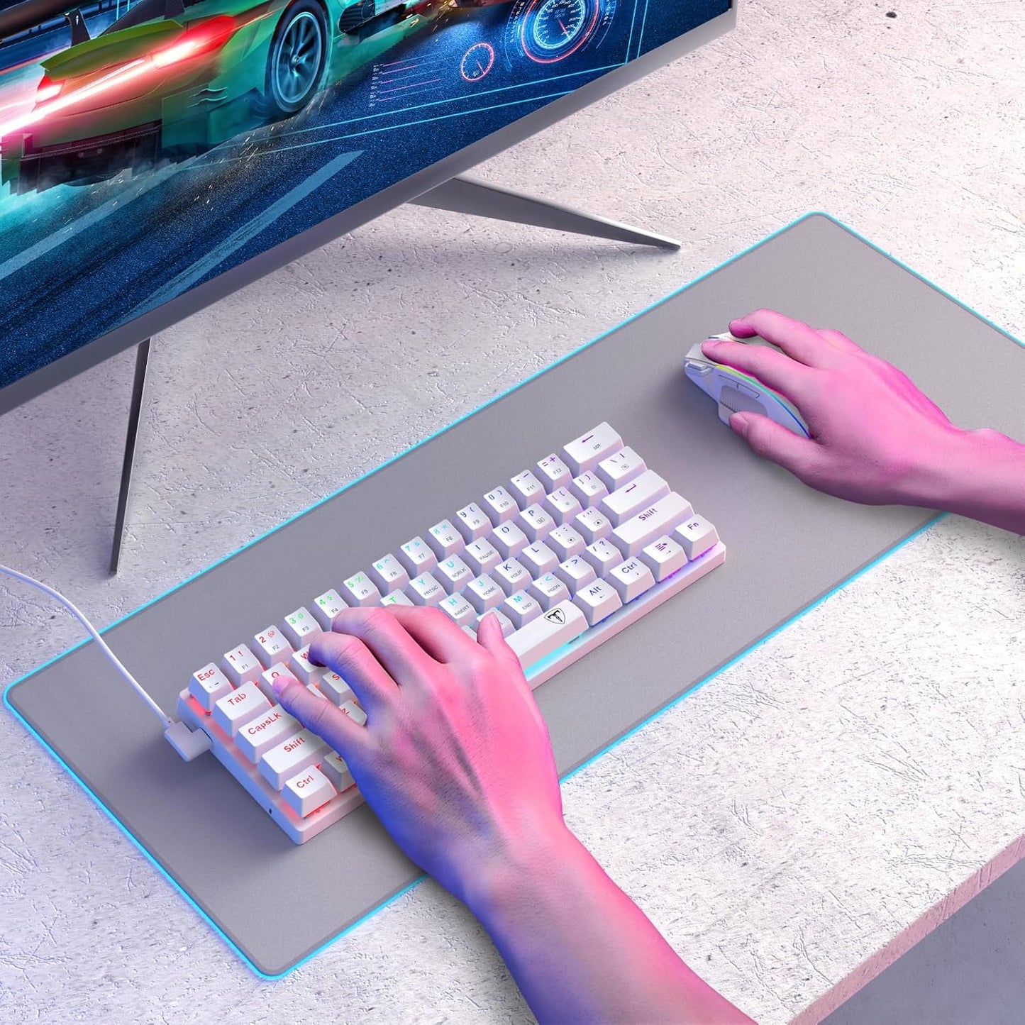 60 Percent Keyboard Black & White, Lighting up Your Desktop