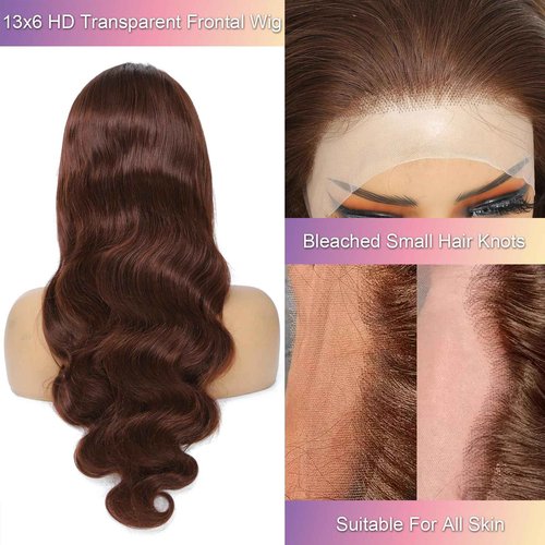 Syhunny 30 Inch Chocolate Brown Lace Front Wig Human Hair 200% Density Body Wave 13x6 HD Lace Front Wigs Human Hair Pre Plucked with Baby Hair Colored Frontal Wigs for Black Women