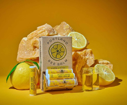 Portland Bee Balm All Natural Handmade Beeswax Based Lip Balm, Yuzu Citrus 24 Count