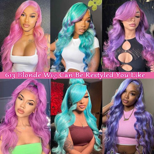 Sharimo 613 Lace Front Wig Human Hair 180% Density Blonde Body Wave Lace Front Wigs Human Hair Pre Plucked HD Lace Frontal Wig 13x6 Blonde Wig for Women 24 Inch