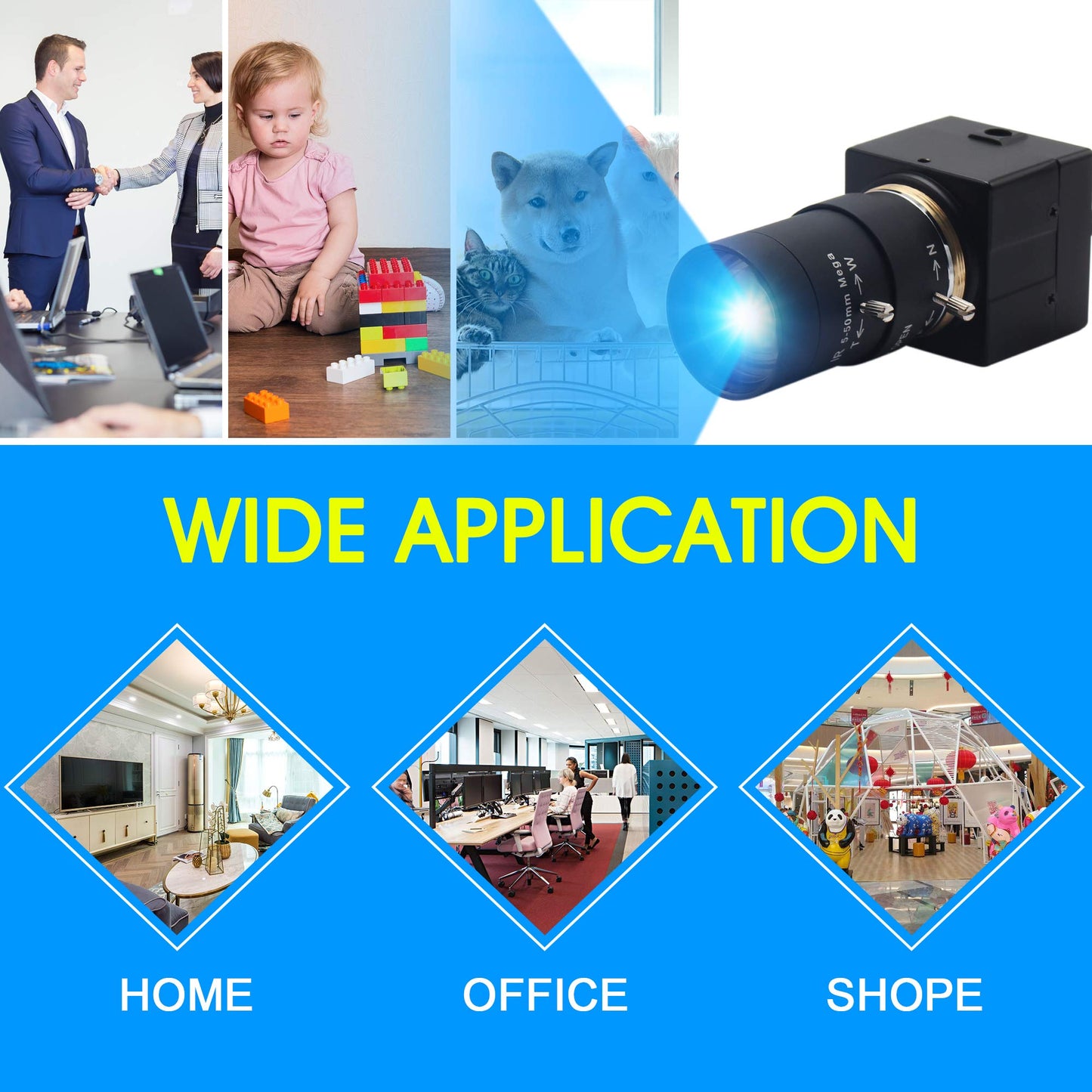 ALPCAM 1080P USB Camera with 5-50mm 10X Manual Zoom Lens, H.264 Full HD Webcam 0.01Lux Low Light Camera for Industrial Inspection, Plug & Play for Windows/Linux/Raspberry Pi/Mac