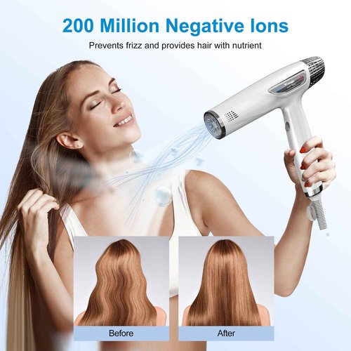 High-Speed Hair Dryer, 110,000 RPM Powerful Motor, 1600W Strong Power, Intelligent Heating and LED Display, Suitable for Fast Drying at Home and Salon, take Care of Your Hair