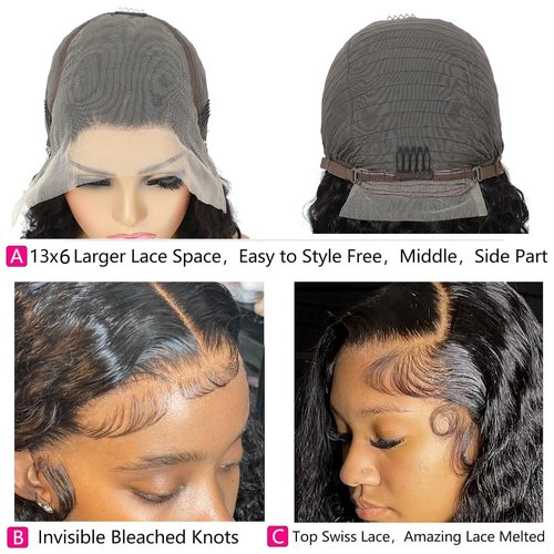 VIULKY 13x6 Deep Wave Lace Front Wigs Short Curly Bob Wig Human Hair 200 Density HD Glueless Lace Frontal Human Hair Wigs for Black Women Pre Plucked Natural Black 8 Inch