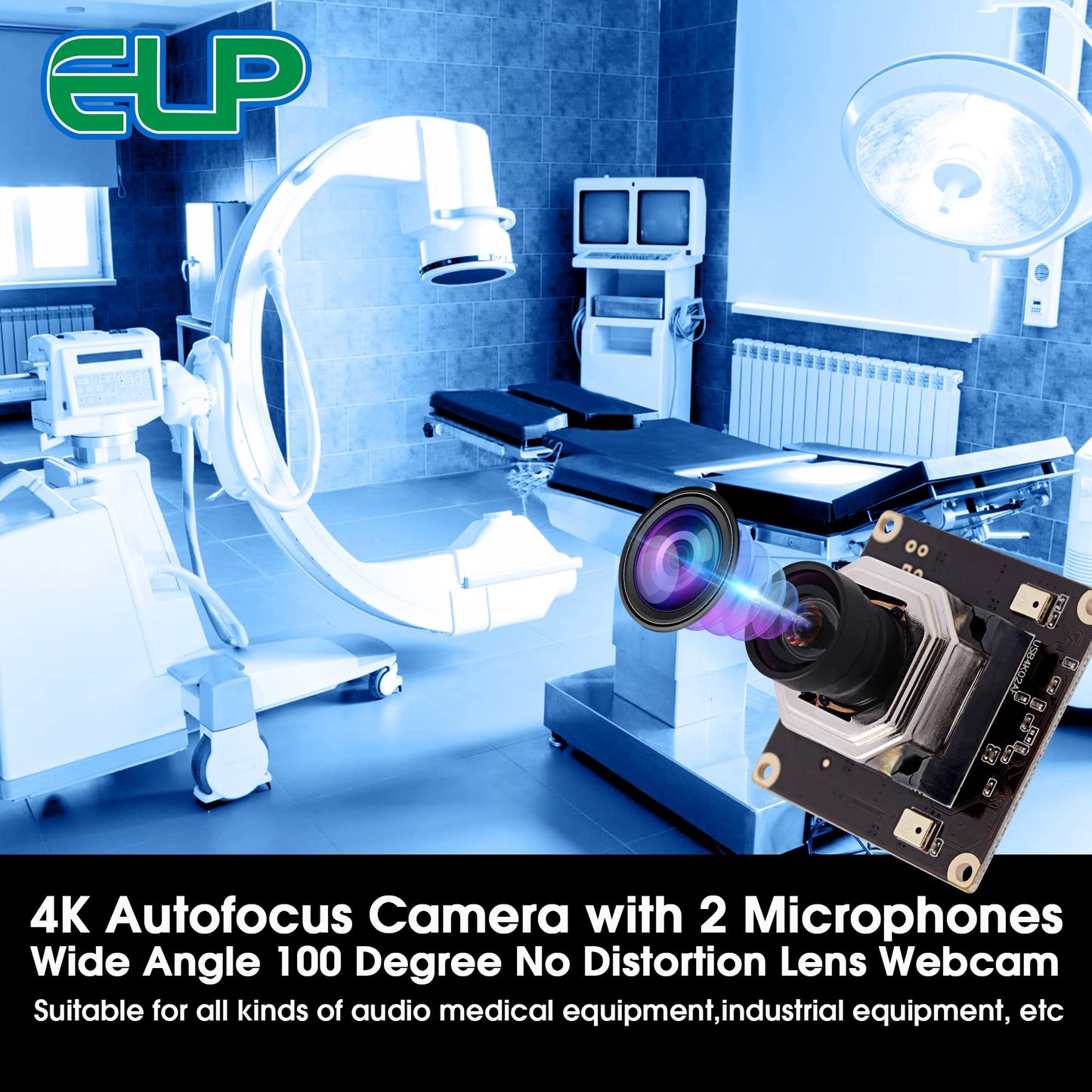 4K USB Camera Module Autofocus with Dual Microphone for Computer and Raspberry Pi Mini UVC USB2.0 Webcam Board 8mp Industrial Lightburn Camera IMX415 PC Camera Audio Video Web Camera for Laptop