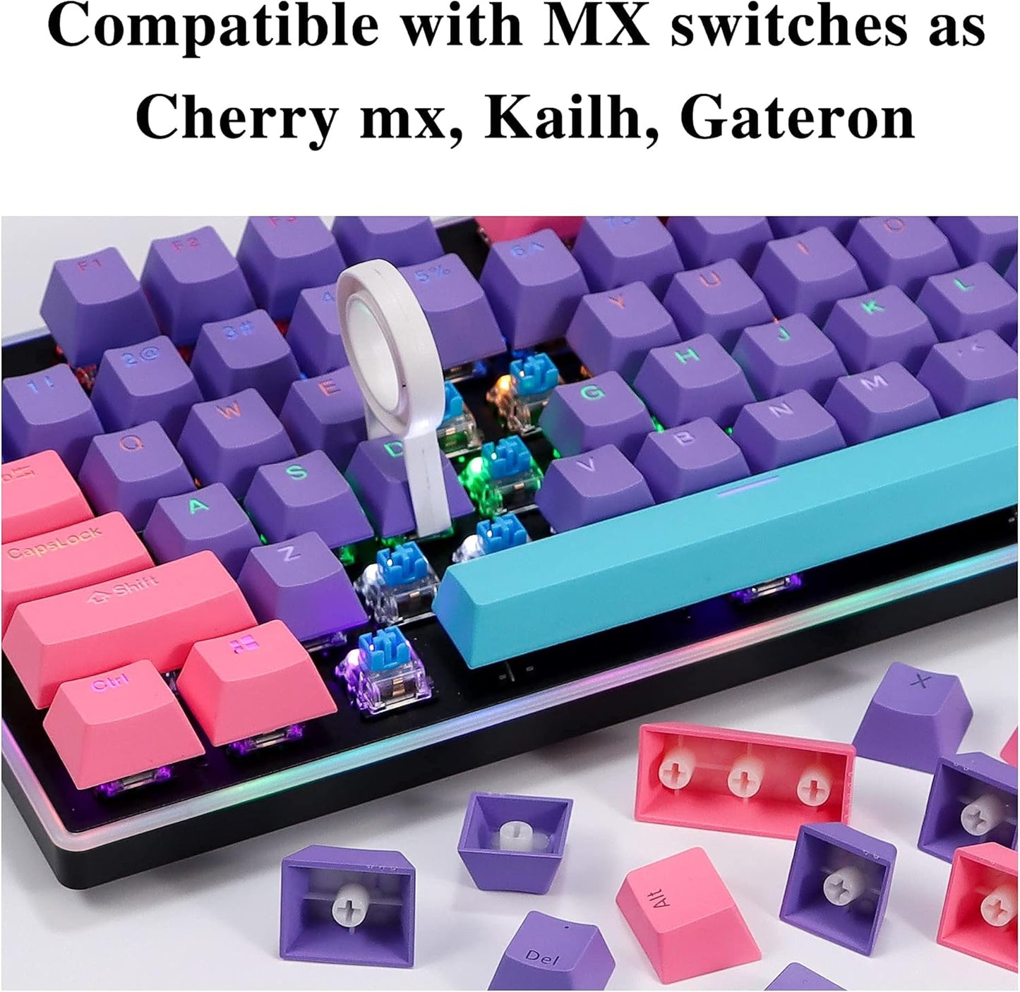 129 Keys PBT Keycaps Dye-Sublimation Keycap XDA Profile Custom Keycaps Anime Keycap Set for 60% 75% 100% MX Switches Mechanical Gaming Keyboard(Peach Cat)