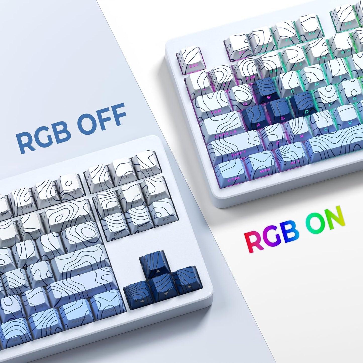 XVX PBT Keycaps - Shine Through Keycaps, Side Printed Custom Keycaps 75 Percent, Rose Garden Key Cap Set Dye Sub & Double Shot, 130 Keys Cherry Profile Keyboard Keycap for Mechanical Keyboard
