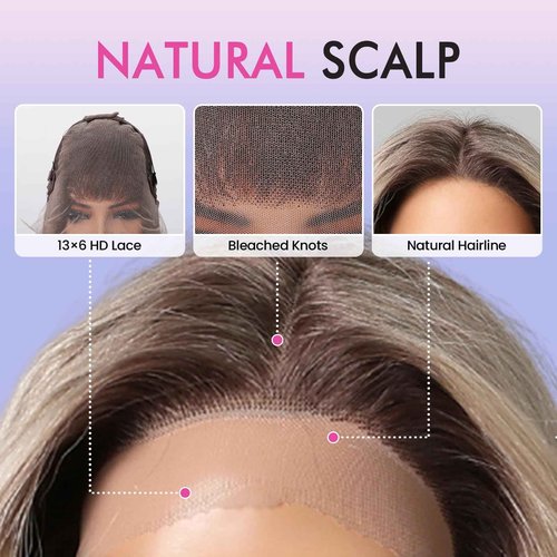 testar 13×6 HD Lace Front Wig Long Blonde Wavy Wigs for Women 26 Inch Middle Part Blonde Wigs with Dark Roots Synthetic Lace Front Wigs Middle Part Daily/Halloween Use