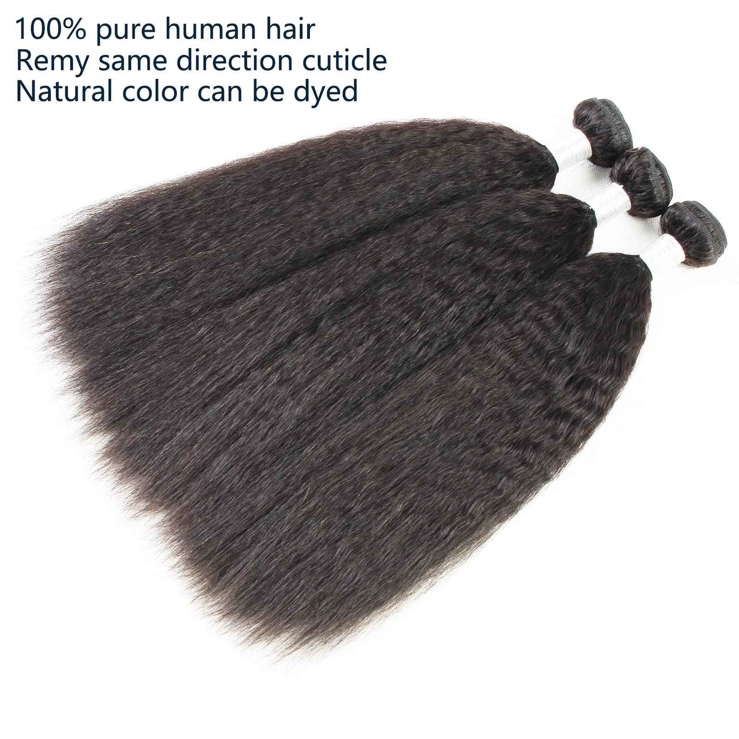 LINYINGYH Yaki Straight Bundles Human Hair Kinky Straight Bundles Weave Real Brazilian Remy Hair 14 16 18 inch 12a 100% Unprocessed Virgin Hair Extensions Natural Color