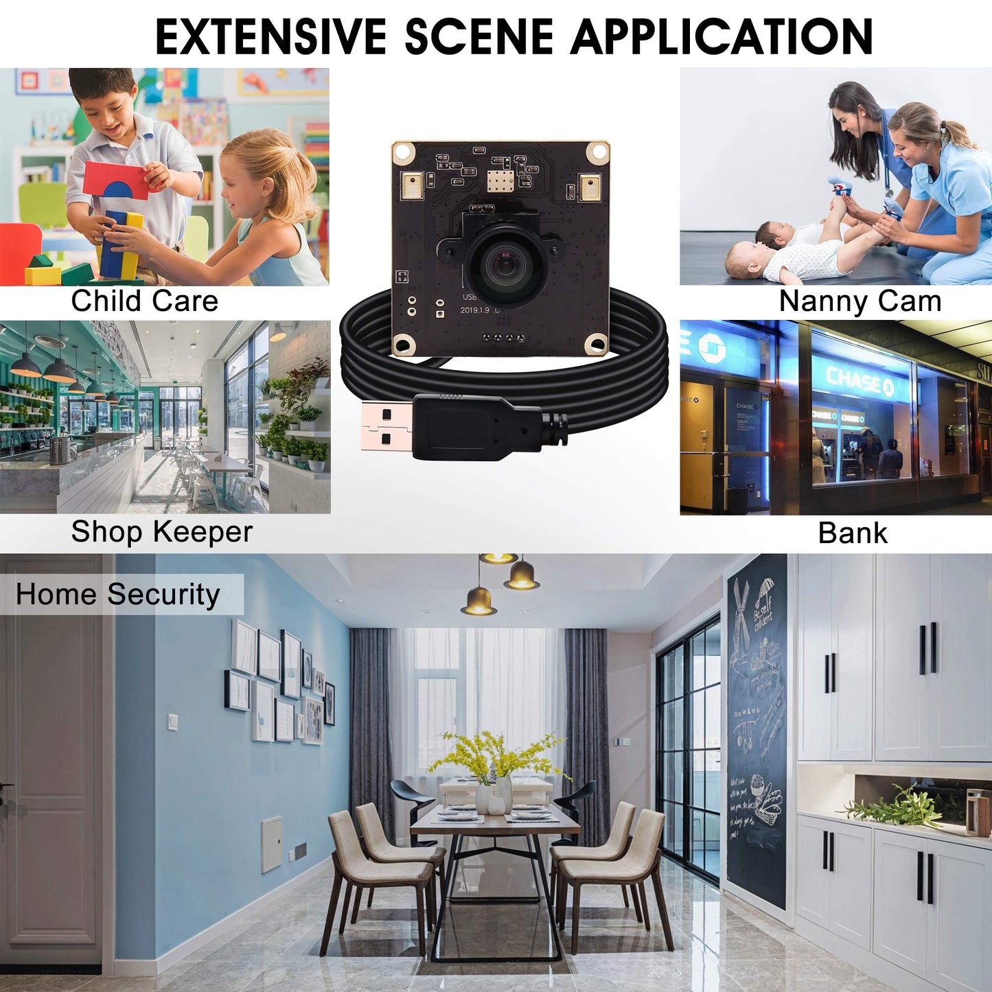 13mp Wide Angle USB Camera Module with Microphone for Computer 100degree No Distortion Lens Webcam Board Mini UVC USB2.0 PC Camera Industrial Video Audio USB with Camera for Raspberry Pi Laptop