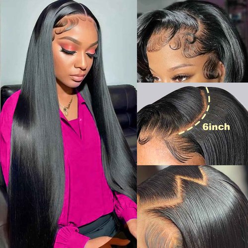 Mziio 32 Inch 13x6 Lace Front Wigs Human Hair Pre Plucked Straight Human Hair Wig 200% Density Straight HD Lace Frontal 13x6 Glueless Wigs for Women Natural Color