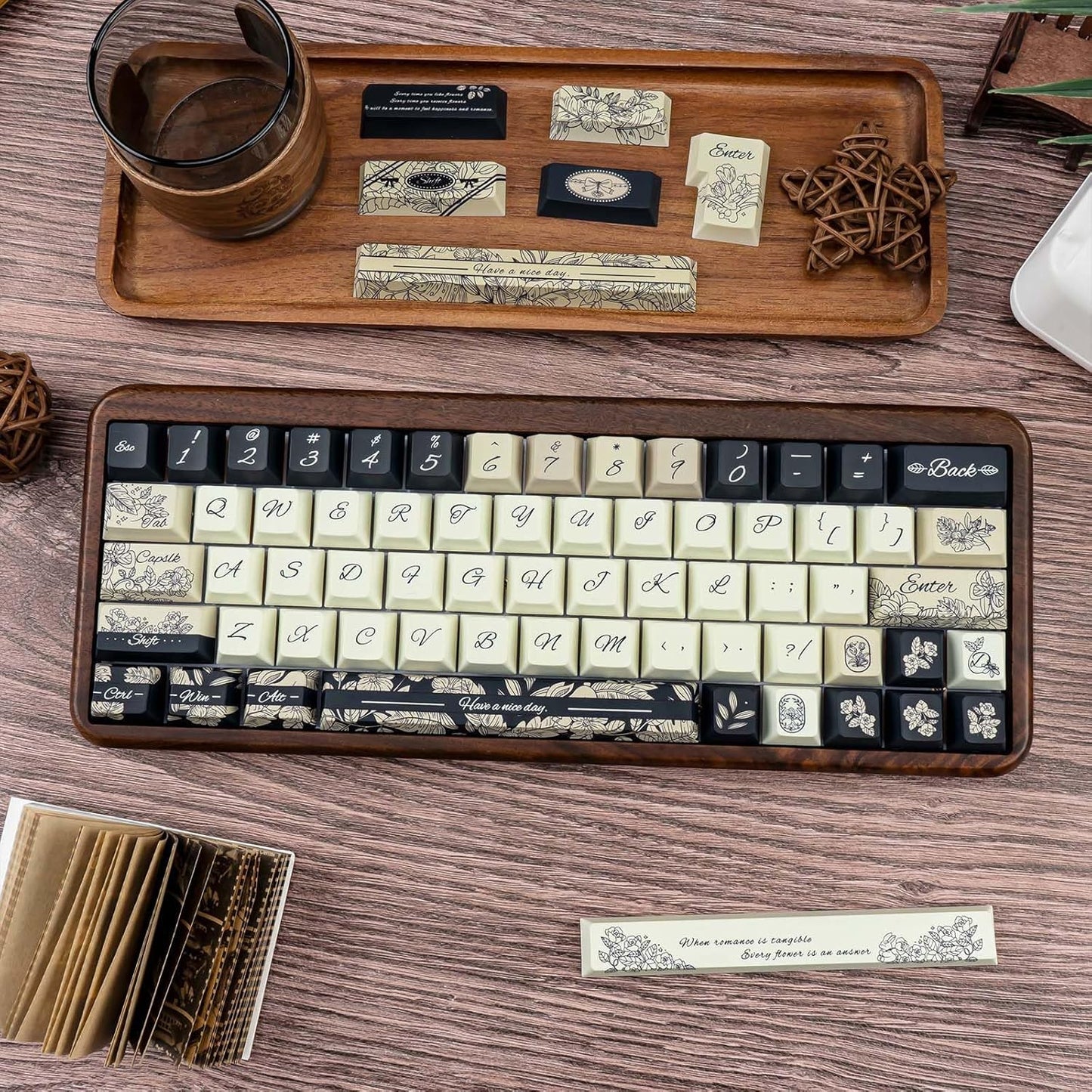 145 Keys PBT Keycap Cherry Profile, Light Blue White Black Bow Aesthetic Dye Sublimation Gaming Custom Keycaps for ANSI/ISO Layout Mechanical Keyboards