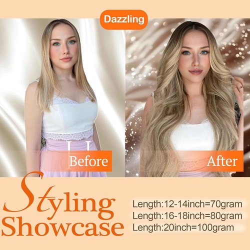 Full Shine Invisible Wire Hair Extensions One Piece Clip In Extensions With Transparent Wire Elastic Fish Wire Hair For Women 90G Ombre Hair Extensions Wire Secret Hairpiece For Women 20 Inch