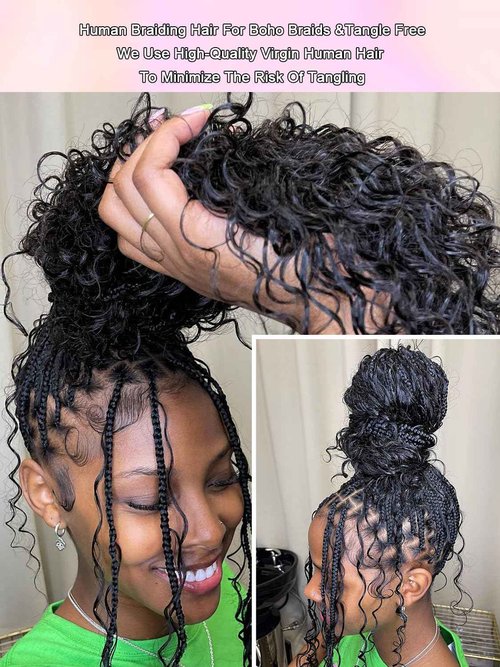 Boho Human Braiding Hair Curly Human Hair Braiding Hair For Boho Knotless Bohemian Micro Braiding Hair Human Hair 100g 2 Bulk Human Hair Bundles For Braiding No Weft Hair Extensions YNiSew