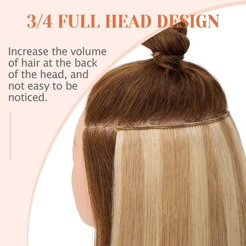 TESSHAIR 5 Clip One Piece Clip in Hair Extensions Real Human Hair 18 Inch Human Hair Clip in Extensions Dark Brown 3/4 Full Head Hair Extensions Clip ins Long Straight 90g