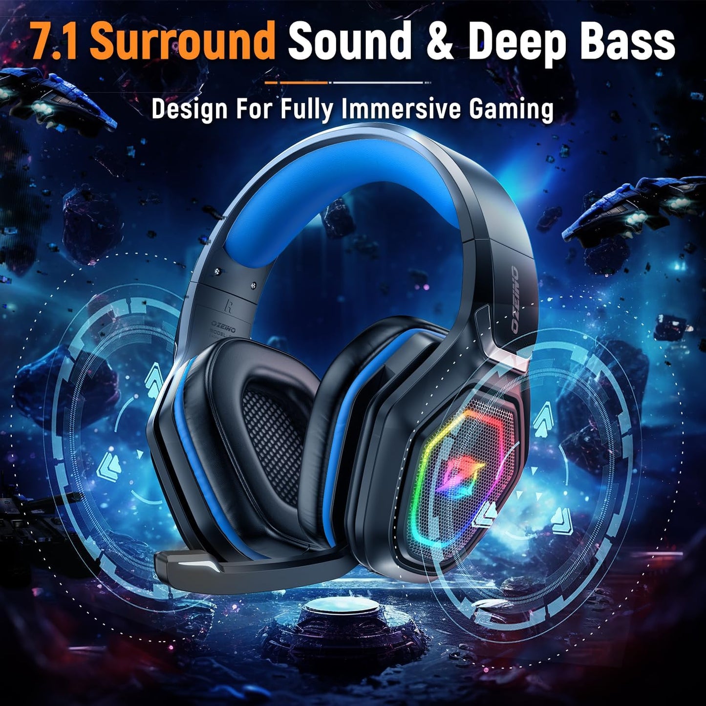 2.4GHz Wireless Gaming Headset for PC, Ps5, Ps4 - Lossless Audio USB & Type-C Ultra Stable Gaming Headphones with Flip Microphone, 40-Hr Battery Gamer Headset for Switch, Laptop, Mobile, Mac