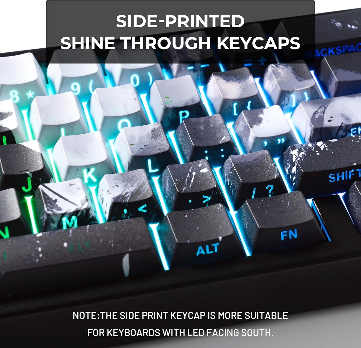 XVX Bamboo Grove Shine Through Keycaps, Double Shot PBT Keycaps, Side Printed Keyboard Caps with Dye Sublimation Full Keycap Sets Suitable for Gateron Cherry MX Switches Mechanical Keyboard