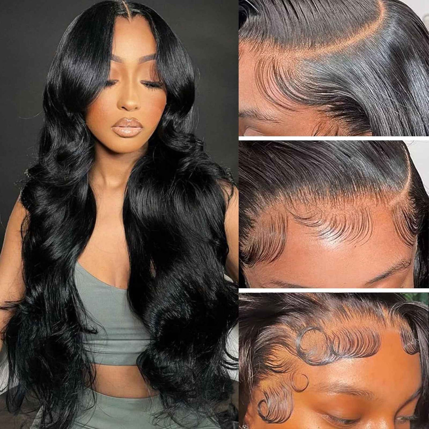 13x6 Frontal Human Hair Body Wave HD Transparent Ear to Ear Lace Frontal Closure With Baby Hair Free Part 100% Virgin Human Hair Natural Black 14 Inch