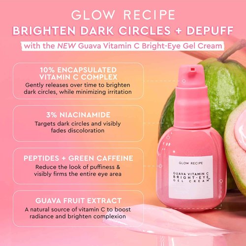 Glow Recipe - Glowy Skin Prep Lover's Duo - Watermelon Glow Niacinamide Dew Drops Facial Serum (40ml) + Guava Vitamin C Brightening Eye Cream with Peptides & Green Caffeine (15ml)